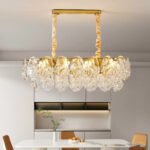 French Luxury Crystal Pearl Rose Dining Room Lamp