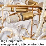 French Luxury Crystal Pearl Rose Dining Room Lamp - Image 4