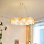 Living room chandelier French light luxury retro crystal bedroom light creative retro ginkgo biloba upscale restaurant led lamps and lanterns