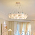 French retro shell ginkgo biloba chandelier light luxury living room bedroom lights Scandinavian modern simple long dining room lamps and lanterns