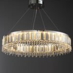 New crystal chandelier light luxury double layer circle crystal lamp Italian hall main light villa stainless steel light