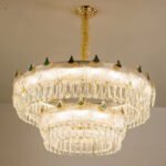 French lamp Luxury living room crystal chandelier Post-modern minimalist style bedroom double chandelier