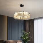 New crystal chandelier light luxury double layer circle crystal lamp Italian hall main light villa stainless steel light - Image 2