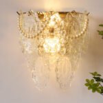 Postmodern crystal wall lamp light luxury net red gold bedroom bedside lamp creative living room TV back wall corridor light
