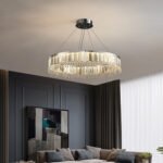 New crystal chandelier light luxury double layer circle crystal lamp Italian hall main light villa stainless steel light - Image 3
