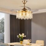 New French dining room bedroom living room chandelier light luxury luxury atmosphere invisible fan light