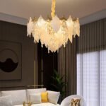 French light luxury crystal chandelier living room lights modern simple atmosphere master bedroom lights designer creative leaves lamps and lanterns - Image 2