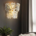 French light luxury wall lamp simple atmosphere room bedside aisle decorative lamp creative snowflake crystal glass master bedroom wall lamps - Image 3