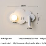 Cloud bedroom wall lamp with switch simple modern living room background decorative lamp children's room reading eye-care bedside lamps - Image 8