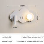 Cloud bedroom wall lamp with switch simple modern living room background decorative lamp children's room reading eye-care bedside lamps - Image 7