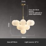 Scandinavian Brass Ball Pendant Light Fixtures Living Room Dining Room Master Bedroom Lamp French Light Luxury Magic Beans Molecular Glass Ball Chandelier - Image 7