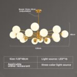 Full copper Scandinavian chandelier modern simple living room lamp main lamp magic beans atmospheric dining room bedroom light - Image 11