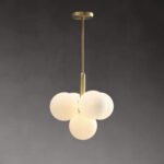 Scandinavian Brass Ball Pendant Light Fixtures Living Room Dining Room Master Bedroom Lamp French Light Luxury Magic Beans Molecular Glass Ball Chandelier - Image 2