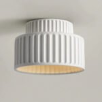 Vintage Cream Style Drum Semi Flush Mount Ceiling Lamp - Image 9
