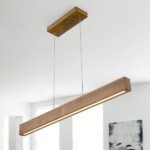 1-Light Modern Minimalist LED Wood Linear Chandelier - Image 3