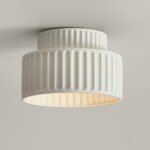 Vintage Cream Style Drum Semi Flush Mount Ceiling Lamp - Image 11