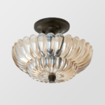 Vintage Amber Glass Semi-Flush Ceiling Light - Image 7