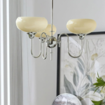 Vintage Creamy Persimmon Glass Chandelier - Image 23
