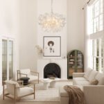 Brass Cluster Ribbed Glass Globe Bubble Chandelier - Image 16