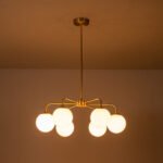Brass 6-Light Milky White Globe Round Chandelier - Image 11