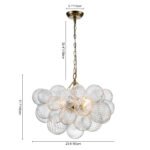 Brass Cluster Ribbed Glass Globe Bubble Chandelier - Image 40