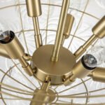 Brass Cluster Ribbed Glass Globe Bubble Chandelier - Image 34