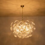 Brass Cluster Ribbed Glass Globe Bubble Chandelier - Image 15