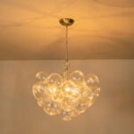 Brass Cluster Ribbed Glass Globe Bubble Chandelier - Image 17