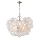 Brass Cluster Ribbed Glass Globe Bubble Chandelier - Image 24