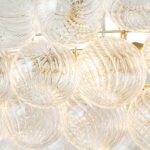 Brass Cluster Ribbed Glass Globe Bubble Linear Chandelier - Image 10