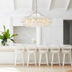 Brass Halo Ribbed Glass Globe Bubble Ring Chandelier - Image 6