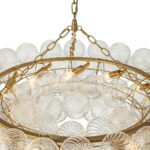 Brass Halo Ribbed Glass Globe Bubble Ring Chandelier - Image 15