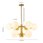 Brass Daisy Tiered Opal Glass Globe Sputnik Chandelier - Image 22