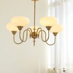 Vintage Creamy Persimmon Glass Chandelier - Image 14