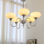 Vintage Creamy Persimmon Glass Chandelier - Image 26