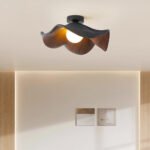 Scandinavian Wood Lotus Resin Ceiling Light - Image 15