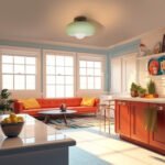 Mid Century Glass Semi Flush Mount Ceiling Lamp - Image 2