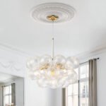 Modern Cluster Ribbed Glass Globe Bubble Chandelier - Image 5