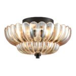 Vintage Amber Glass Semi-Flush Ceiling Light - Image 13