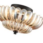 Vintage Amber Glass Semi-Flush Ceiling Light - Image 9