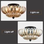 Vintage Amber Glass Semi-Flush Ceiling Light - Image 5