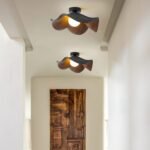 Scandinavian Wood Lotus Resin Ceiling Light - Image 18