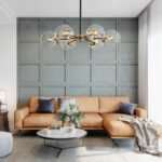 Black and Brass Mid-century Sputnik Chandelier - Image 3