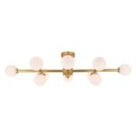 Gold Sputnik Frosted Glass Globe Semi Flush Mount Chandelier - Image 9