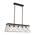 Modern Farmhouse 5-light Kitchen Island Faux Wood Linear Chandelier Pendant - Image 9