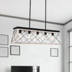 Modern Farmhouse 5-light Kitchen Island Faux Wood Linear Chandelier Pendant