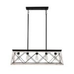 Modern Farmhouse 5-light Kitchen Island Faux Wood Linear Chandelier Pendant - Image 7