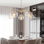Round Globe Sputnik 5-light Chandelier Bubble Glass Design - Image 6