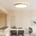 Round LED Wood Flush Mount Light - Image 2