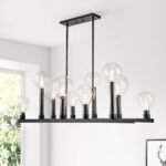 10-Light Clear Glass Bubble Linear Chandelier